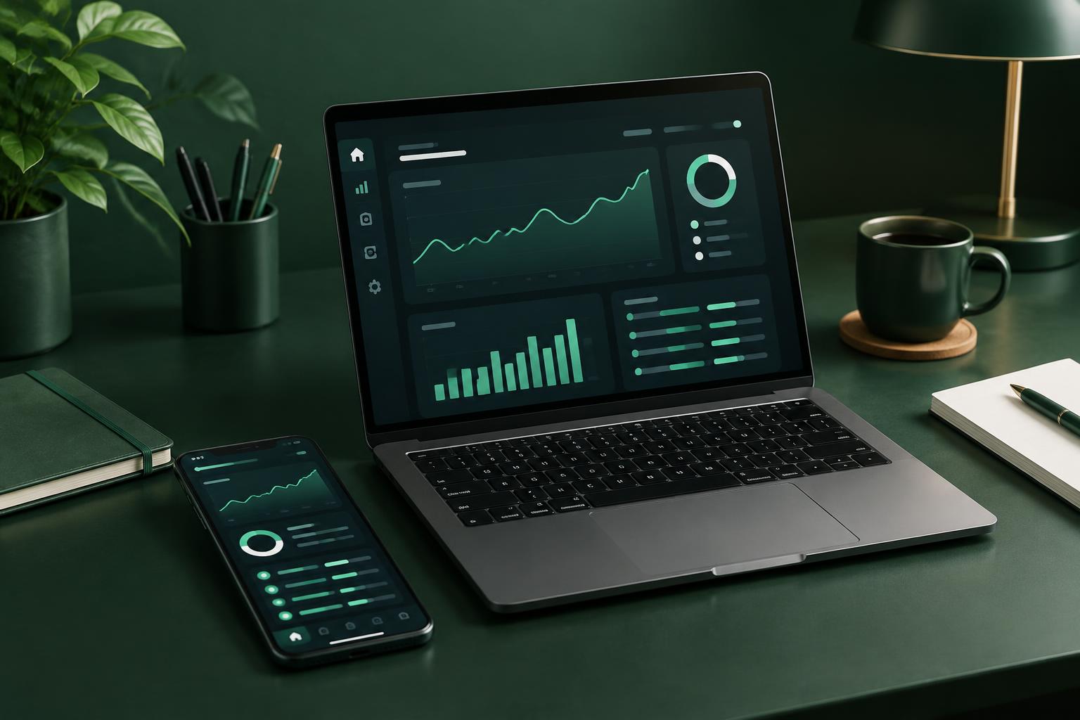 Painel financeiro da Zion em notebook e celular